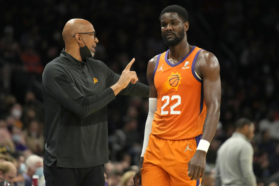 Suns star Deandre Ayton and coach Monty Williams