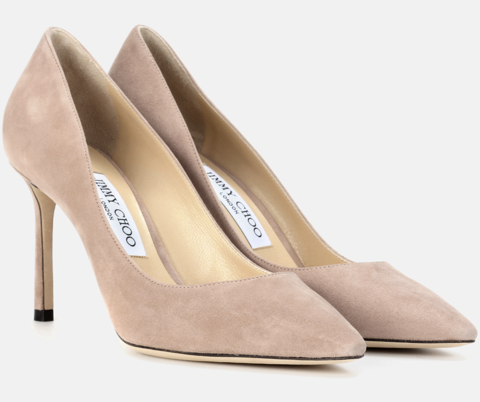 A photo of Jimmy Choo Romy 85 suede pumps. (PHOTO: MyTheresa)