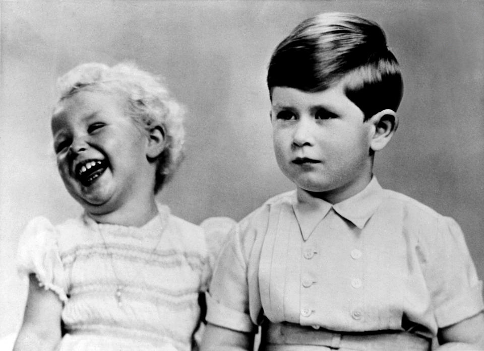 Princess Anne laughing with Prince Charles