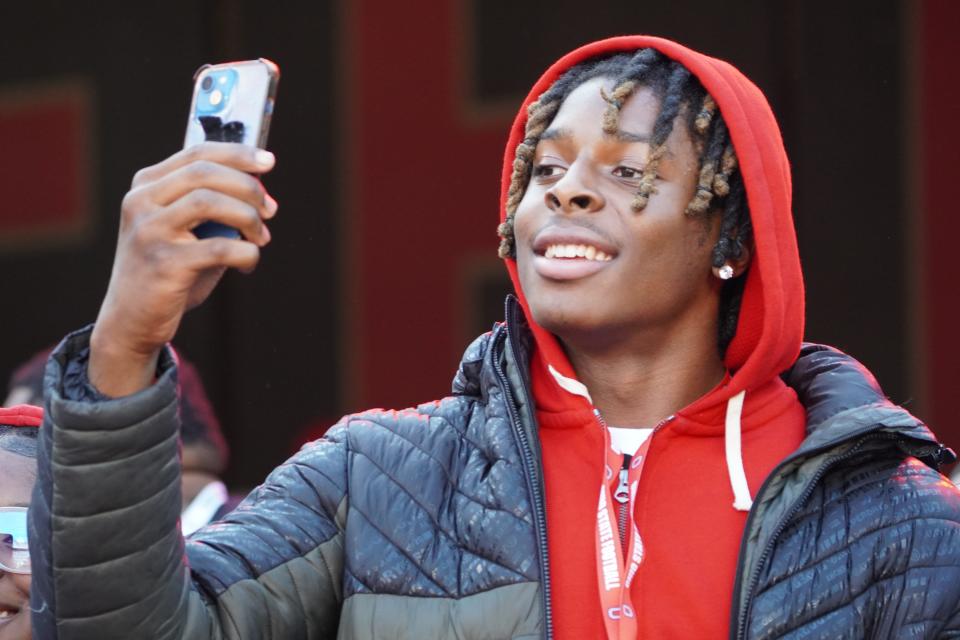 Recruit Elijah Moore visits Ohio Stadium during the Ohio State, Michigan game.