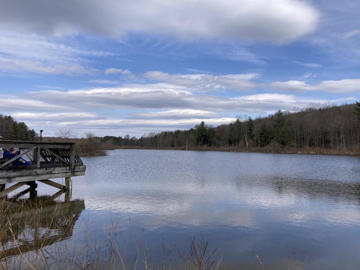 This is the pond around which many visitors gathered to view the total solar eclipse at the Erie National Wildlife Refuge near Cochranton in Crawford County. It is pictured on April 8, 2024.