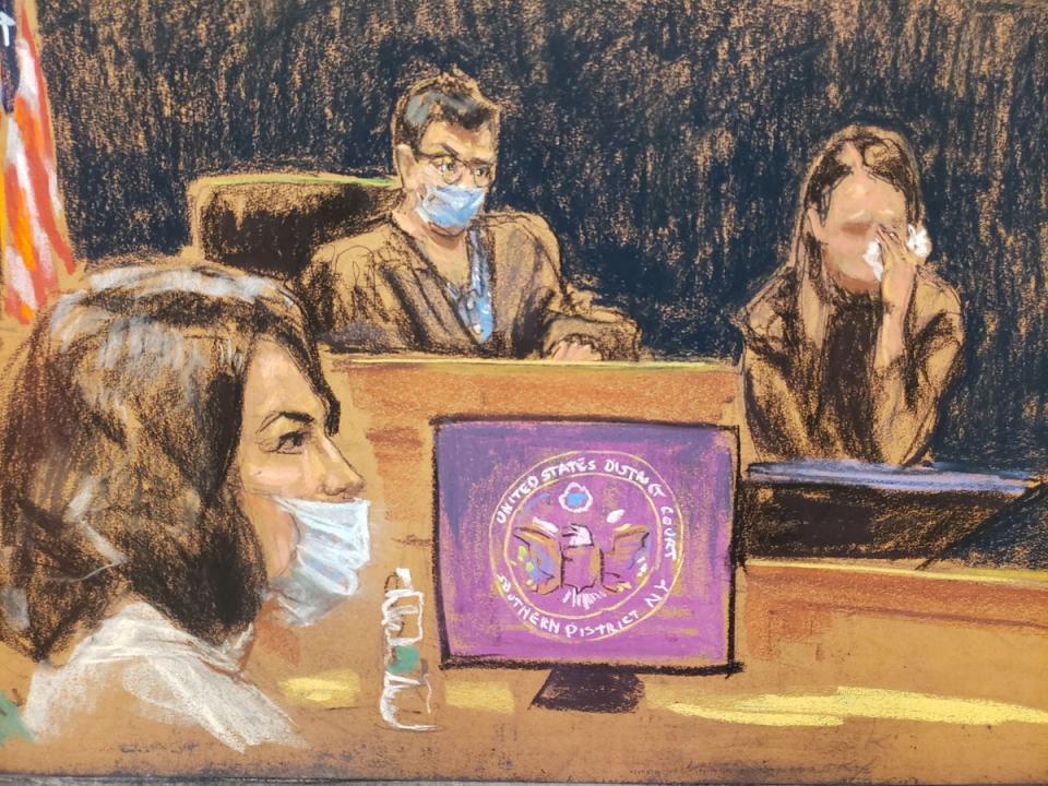 Witness ‘Jane’ testifies during Ghislaine Maxwell's trial on charges of sex trafficking, in a courtroom sketch in New York City (REUTERS)