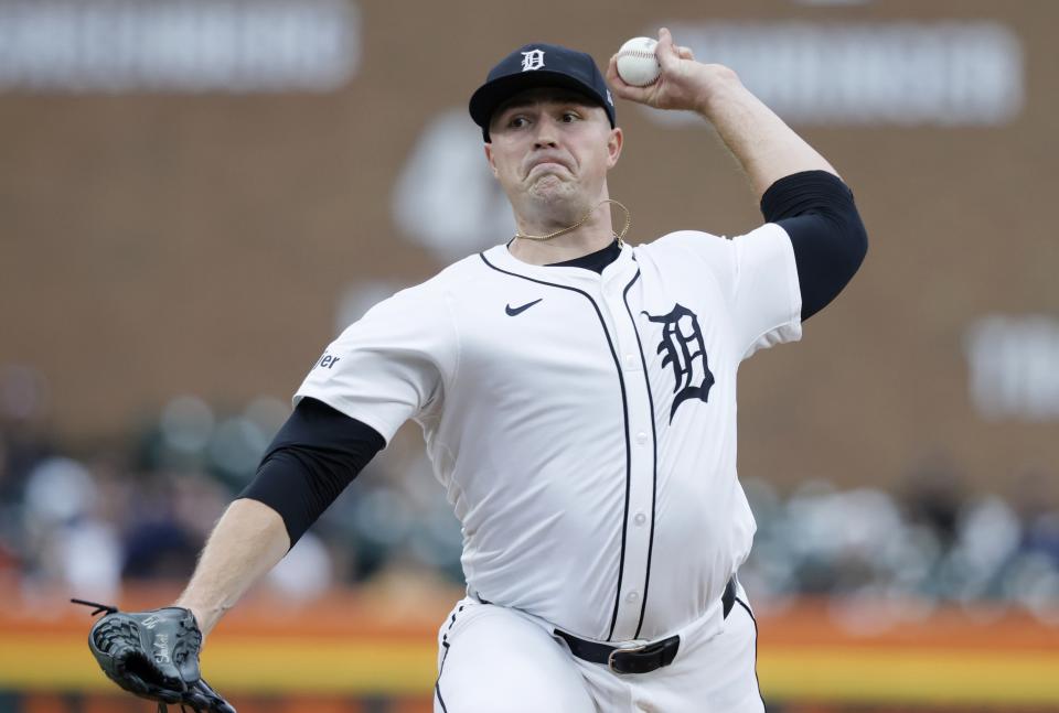 DETROIT, MI - SEPTEMBER 24: Tarik Skubal #29 of the Detroit Tigers throws against the Tampa Bay Rays during the second inning at Comerica Park on September 24, 2024 in Detroit, Michigan. (Photo by Duane Burleson/Getty Images)