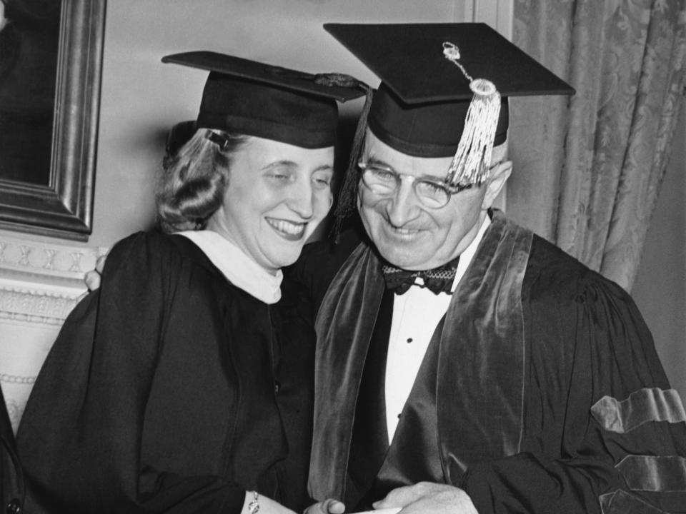 Harry Truman and his daughter Margaret at her graduation in 1946.