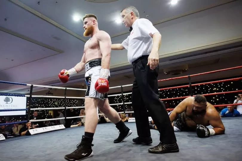 David Jamieson after knocking down rival Kaseem Saleem in 40 seconds -Credit:Dean Cohen