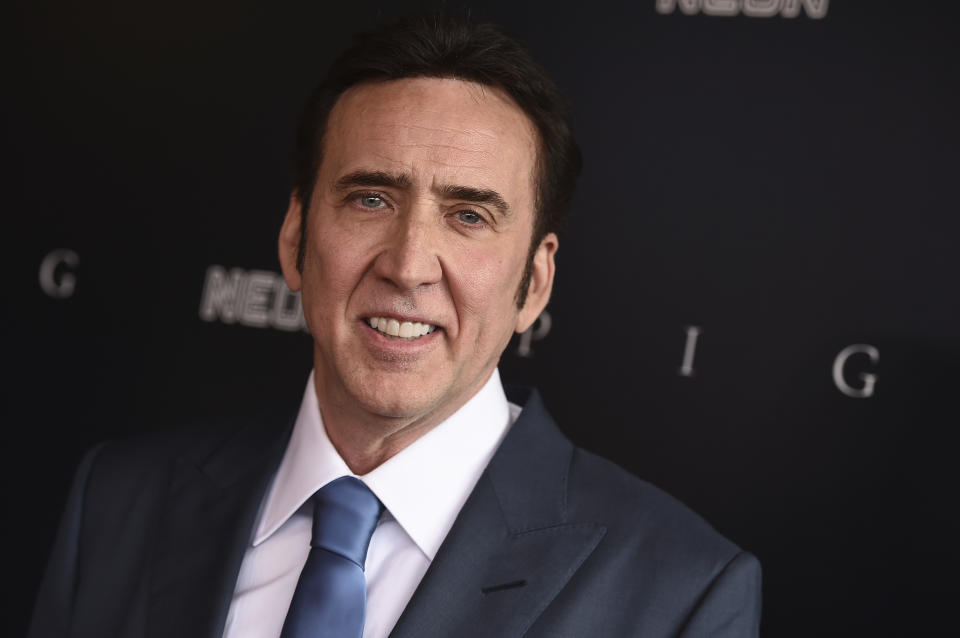 Nicolas Cage arrives at the Los Angeles premiere of 