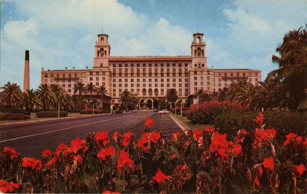 This postcard shows The Breakers resort in Palm Beach, circa 1955.