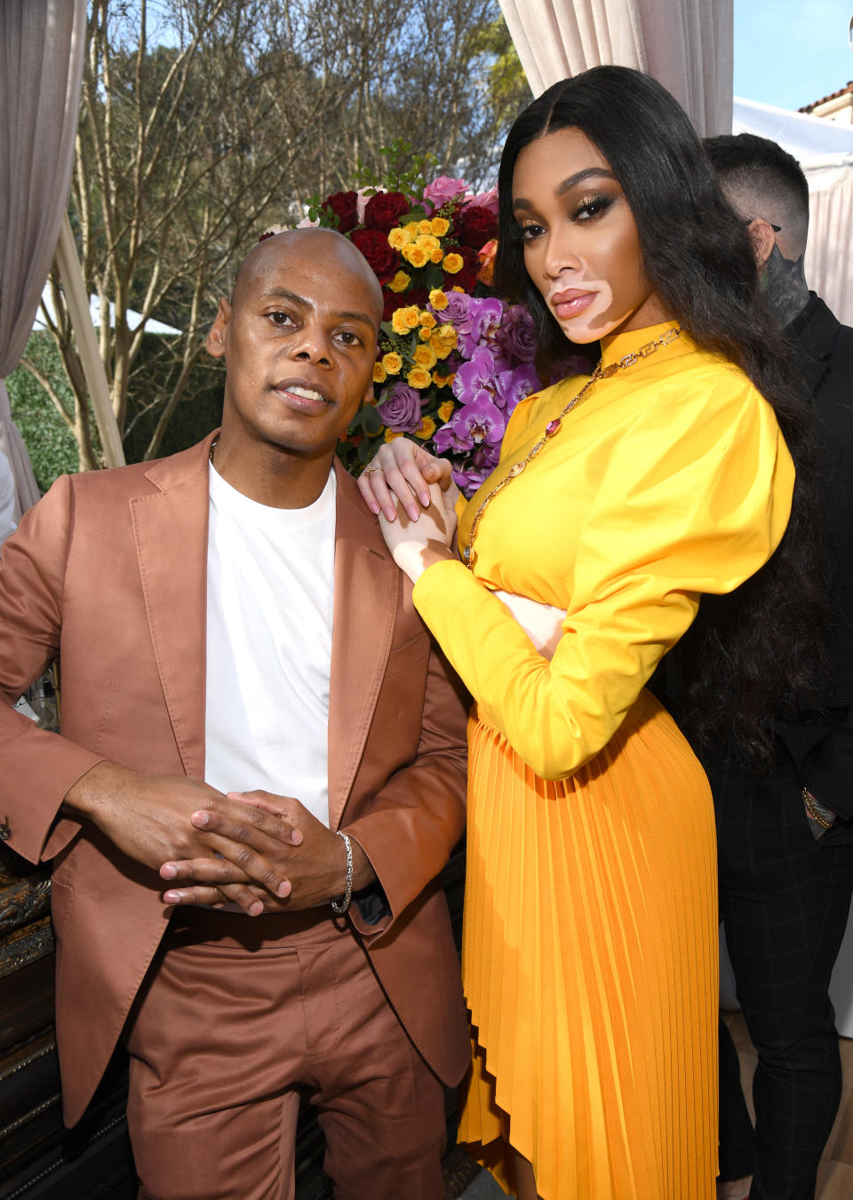 LOS ANGELES, CALIFORNIA - JANUARY 25: Tyran 'Tata' Smith and Winnie Harlow attend 2020 Roc Nation THE BRUNCH on January 25, 2020 in Los Angeles, California. (Photo by Kevin Mazur/Getty Images for Roc Nation)