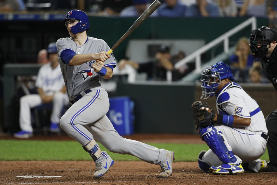 Rookie catcher Danny Jansen went 2-for-3 in his MLB debut. (Associated Press)