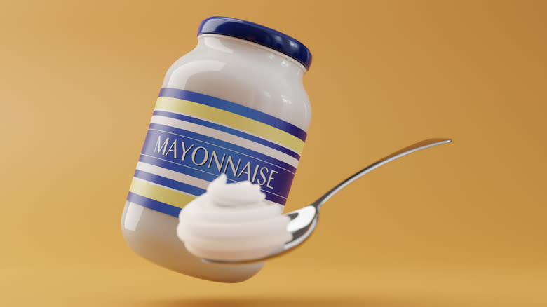 mayonnaise jar with spoon