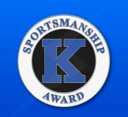 A sportsmanship award pin used for high school sports.