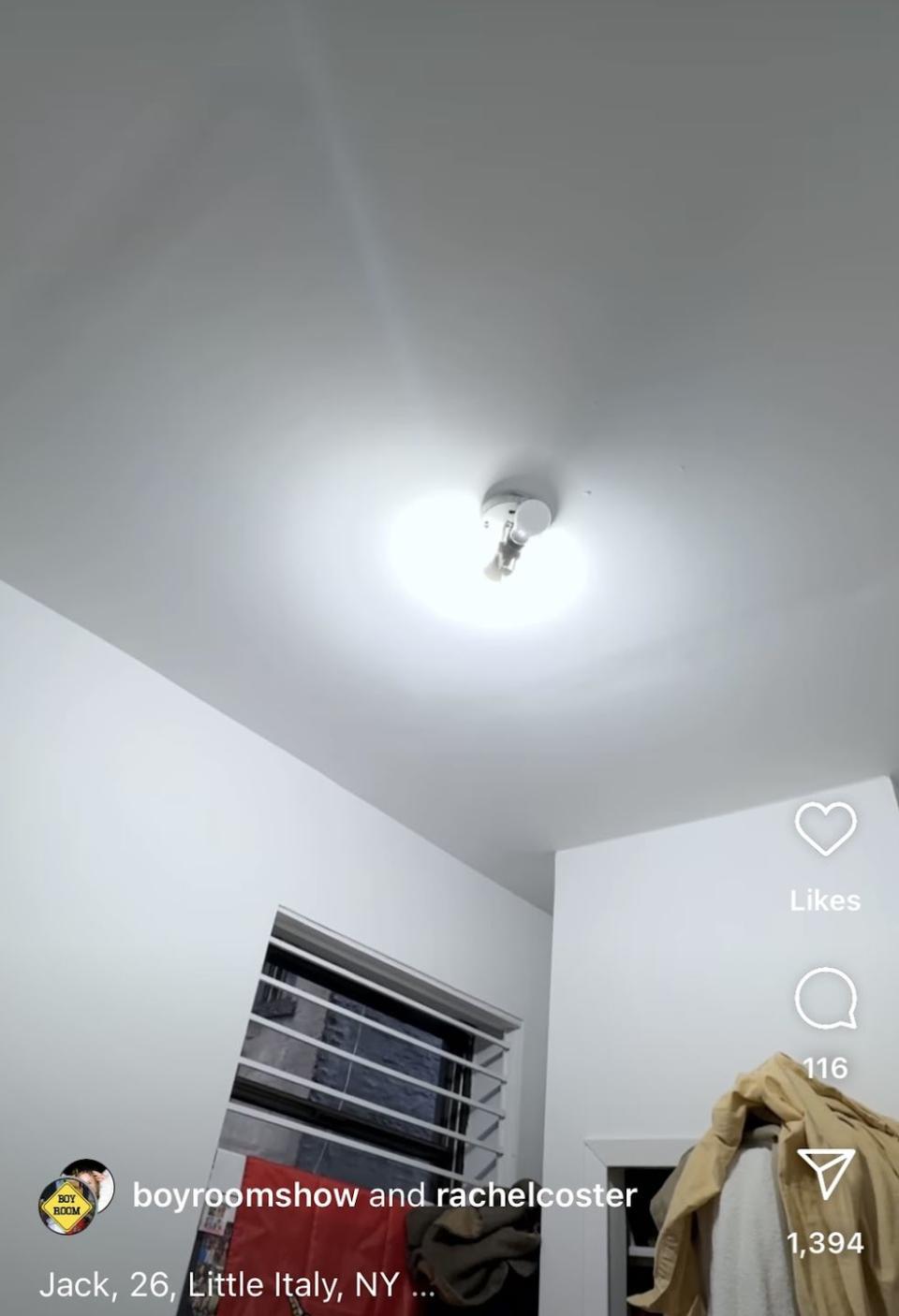 a ceiling light with a light