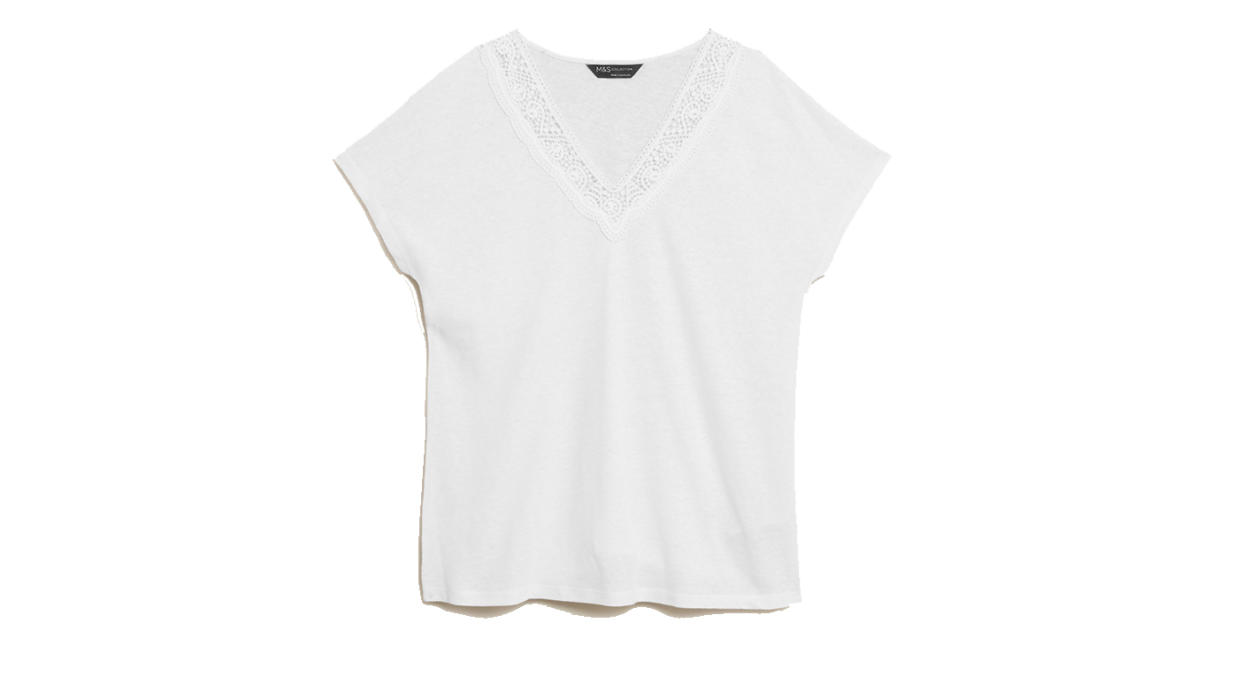 Linen V-Neck Relaxed T-Shirt