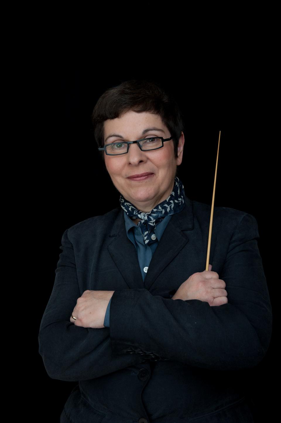 Cynthia Katsarelis, an assistant professor of the practice in conducting in the Sacred Music Program at the University of Notre Dame, is the conductor of the Sacred Music ND Chamber Orchestra, which makes its debut with the concert "Cosmic Wonder" on Thursday, March 21, 2024, at the DeBartolo Performing Arts Center.