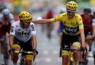 Cycling - The 104th Tour de France cycling race - The 103-km Stage 21 from Montgeron to Paris Champs-Elysees, France - July 23, 2017 - Team Sky rider and yellow jersey Chris Froome of Britain on the finish. REUTERS/Christian Hartmann