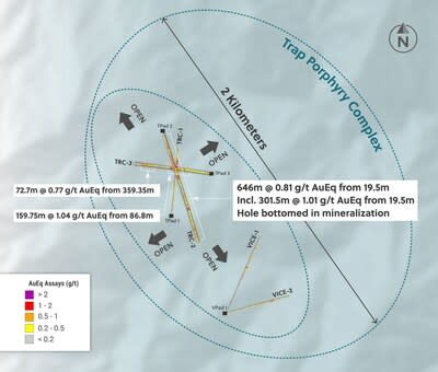 Figure 3: Plan View of the Trap Target and Drill Holes Announced in This Release (CNW Group/Collective Mining Ltd.)