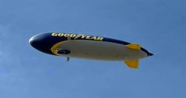 After spending nearly a week in Las Vegas, the Goodyear Blimp was seen cruising above the Victor Valley on its way home to Los Angeles County.