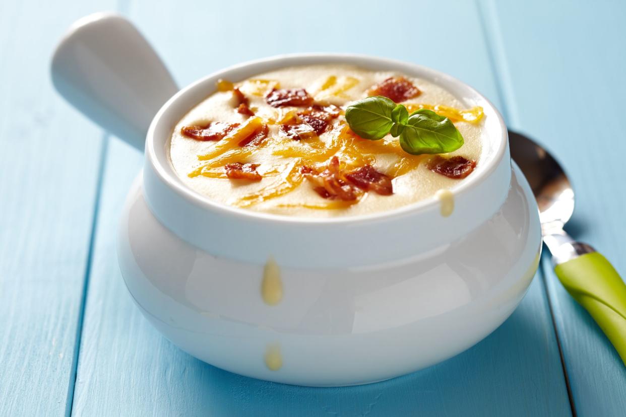 Baked Potato Soup with Bacon and Cheddar Cheese