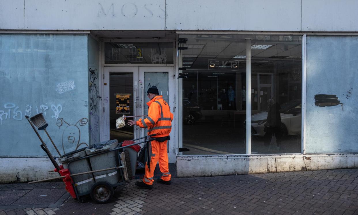 <span>A council street cleaner at work in Northampton.</span><span>Photograph: Carl Court/Getty Images</span>