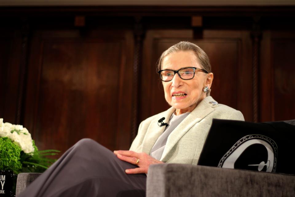 U.S. Supreme Court Justice Ruth Bader Ginsburg sits onstage as the third speaker of the David Berg Distinguished Speakers Series, at the Museum of the City of New York Saturday, Dec. 15, 2018, in New York.