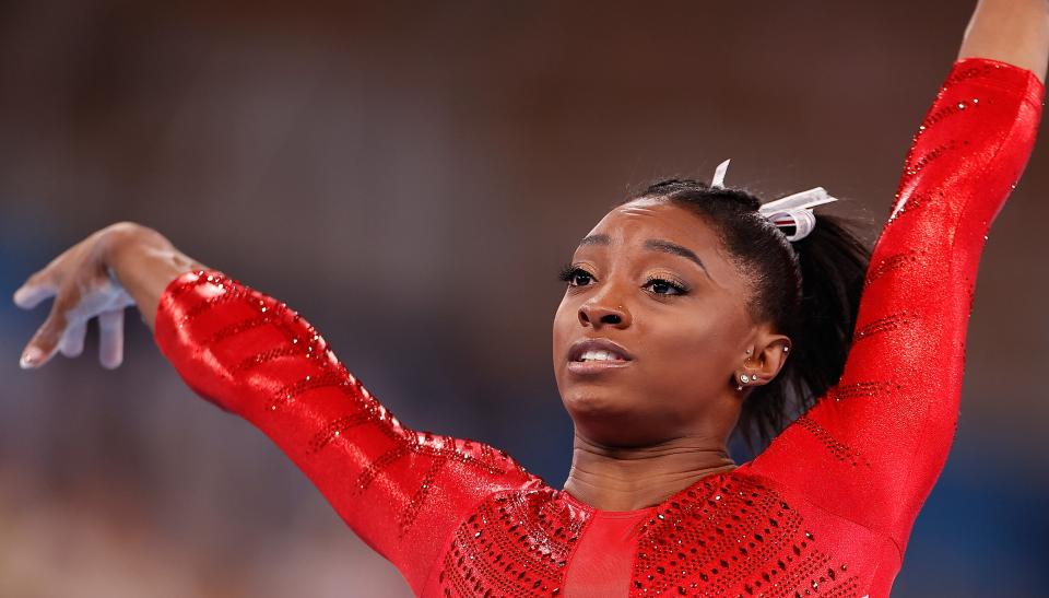 Simone Biles is remarkable, but it's a sign of America's harmful stance on mental health that  she had to reach her breaking point at the Olympics. (Photo by Wang Lili/Xinhua via Getty Images)