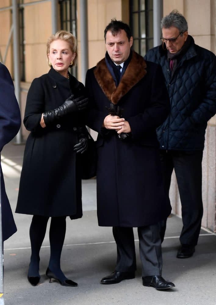 Carolina Herrera (left) at Lee Radziwill's funeral service