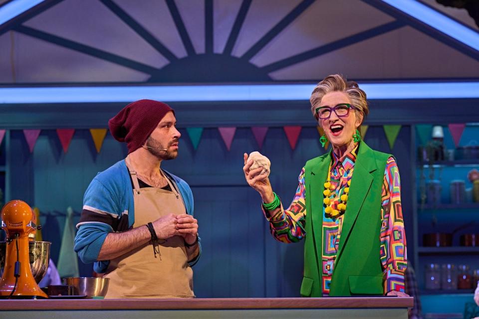 Jay Saighal (Dezza) and Haydn Gwynne (Pam Lee) in ‘The Great British Bake Off Musical’ (handout)