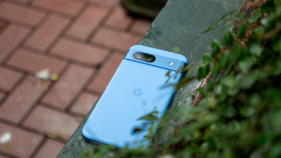The back of the Bay blue Google Pixel 8a