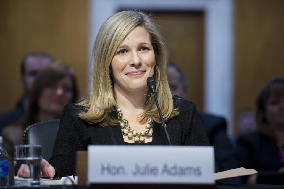 Secretary of the Senate Julie Adams prepares to testify during a Senate Appropriations Legislative Branch Subcommittee hearing in Dirksen Building, March 12, 2015. (Photo: Tom Williams/CQ Roll Call via Getty Images)