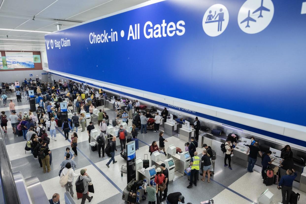 A crowded airport terminal.