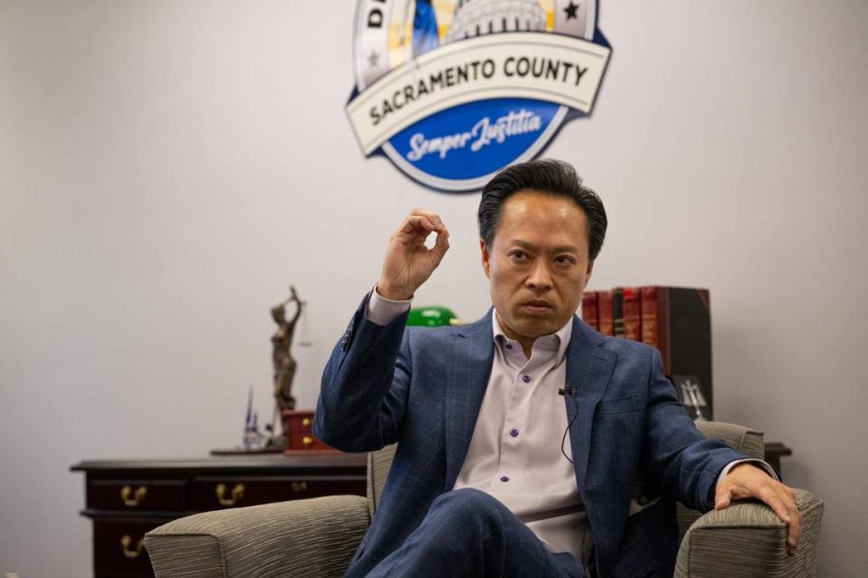 Sacramento County District Attorney Thien Ho said “there’s not a single prosecution” since the Sacramento City Council passed an ordinance against tents blocking sidewalks while speaking during an interview in his office on Wednesday, Aug. 9, 2023. Ho sent a 30-day notice to Mayor Darrell Steinberg on Monday with a list of demands for the city.