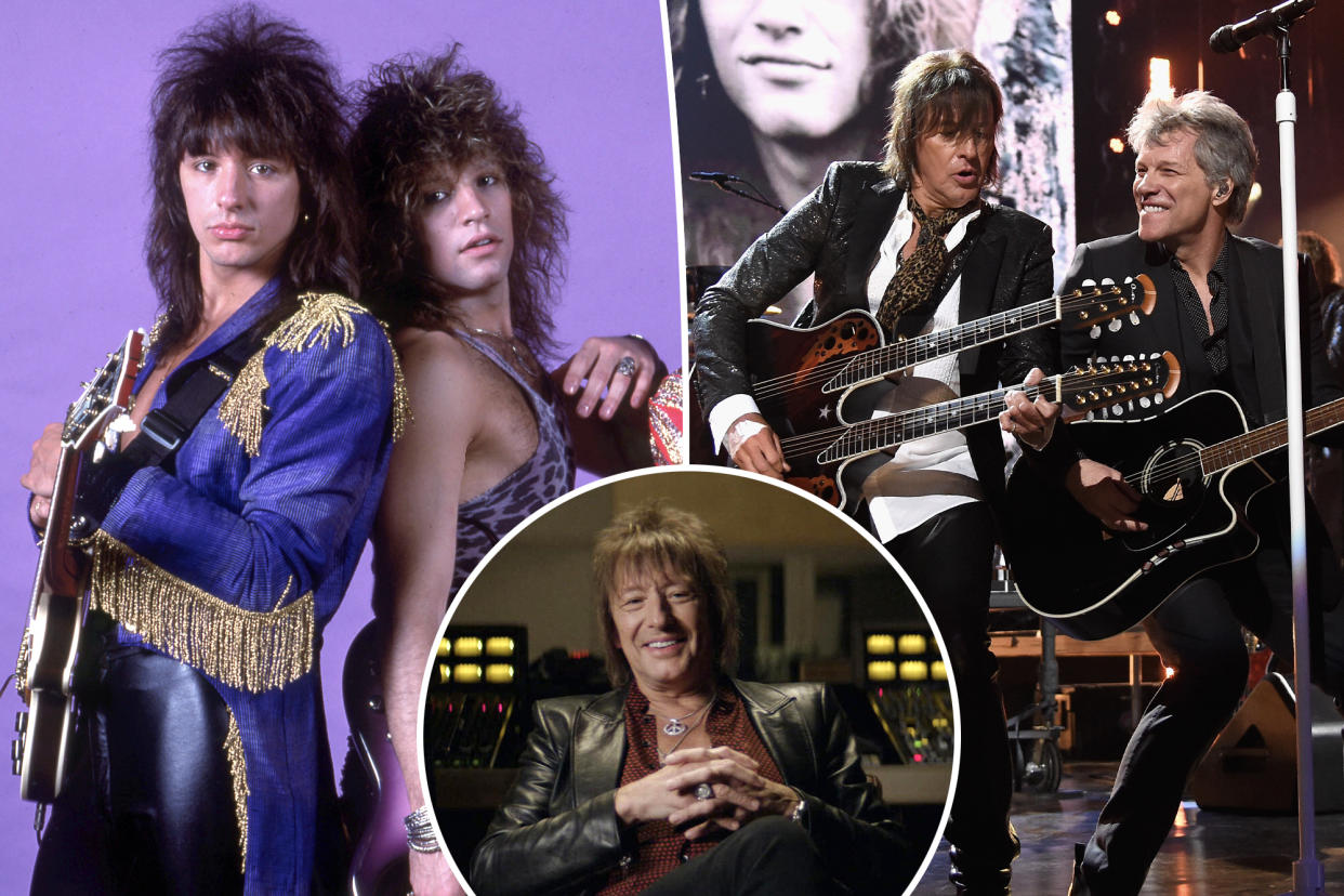 Richie Sambora and Jon Bon Jovi in the '80s, in 2018, and Sambora in 