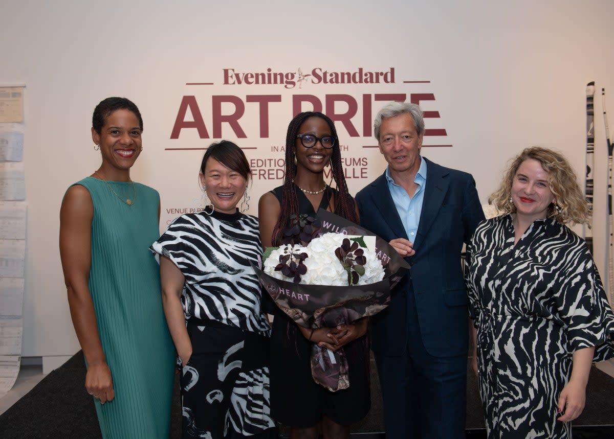 Judges Bisila Noha and Aowen Jin, winner Iman Sidonie-Samuels, Frédéric Malle and Helen Nisbet (Lucy Young)