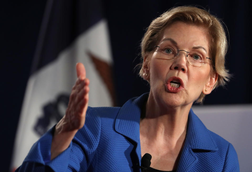 Sen. Elizabeth Warren at the Presidential Candidate Forum on July 19, in Sioux City, Iowa. (Photo: Justin Sullivan/Getty Images)