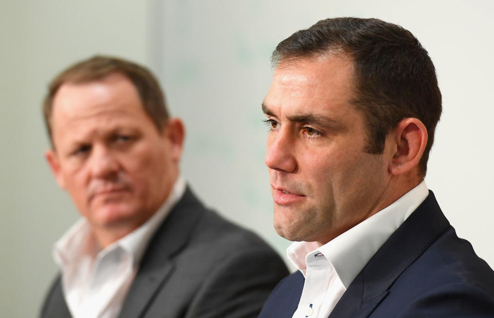 Smith announces his rep retirement during a press conference at AAMI Park. Pic: Getty