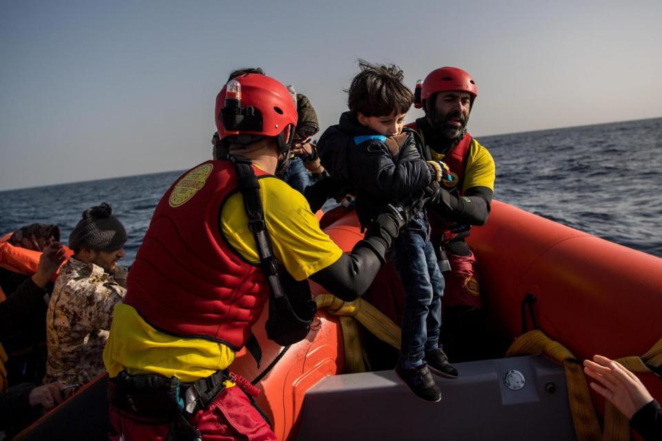 NGO Proactiva Open Arms conducts a rescue operation in the Mediterranean (Getty)