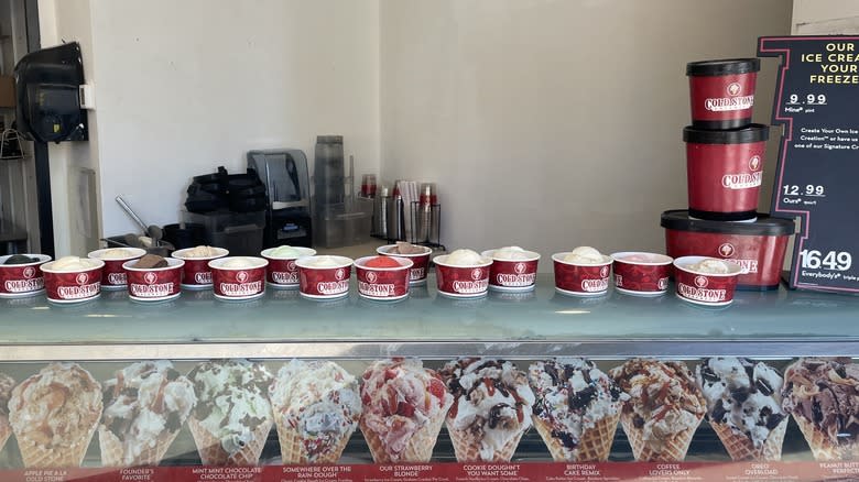 ice cream cups on counter