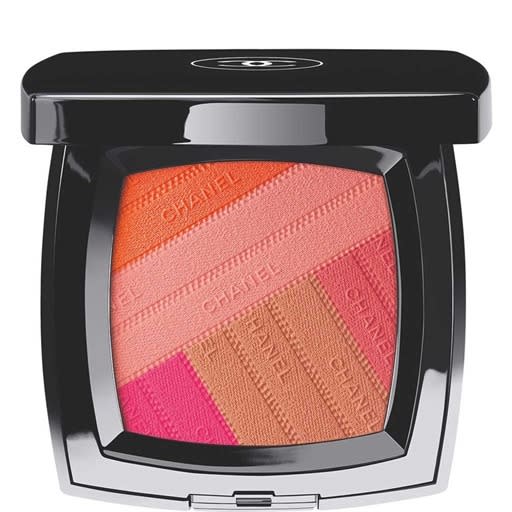 <p>Designed to resemble overlapping ribbons, this satiny blush adds radiance to cheeks with pink, coral, and beige tones. <a href="http://www.chanel.com/en_US/fragrance-beauty/makeup-blush-sunkiss-ribbon-140266/sku/140267" rel="nofollow noopener" target="_blank" data-ylk="slk:Chanel Sunkiss Ribbon Blush;elm:context_link;itc:0;sec:content-canvas" class="link ">Chanel Sunkiss Ribbon Blush</a> ($70)<br></p>