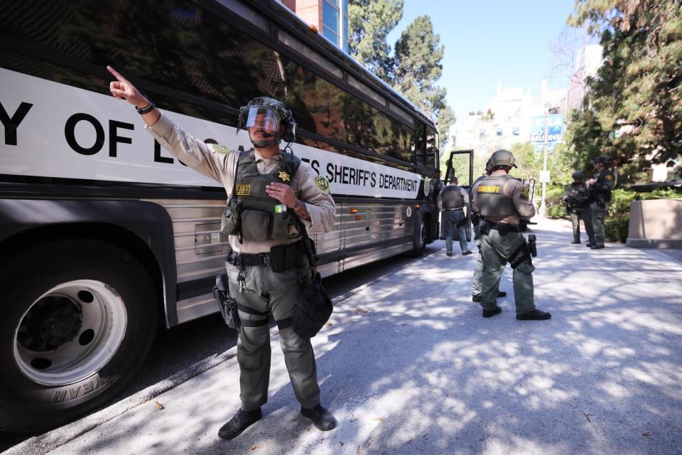 L.A. County Sheriff's brought in their bus to transport those arrested at UCLA on May 6.