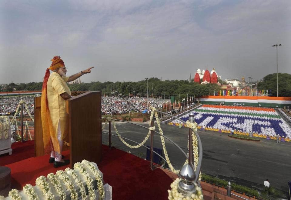 Indian Prime Minister Narendra Modi addresses the nation (AP)