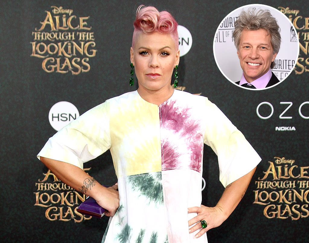 Pink, in 2016, loved Jon Bon Jovi from and early age, and let him know all about it when they met after she became famous. (Photos Getty Images)