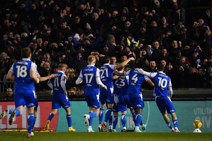 Bristol Rovers celebrate taking the lead against Norwich City in their FA Cup replay -Credit:David Davies/PA Wire