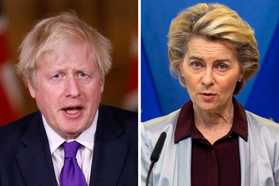 <p>Talks: Boris Johnson and Ursula von der Leyen </p> (AFP)