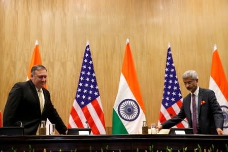 U.S. Secretary of State Mike Pompeo meets with Indian Foreign Minister Subrahmanyam Jaishankar in New Delhi