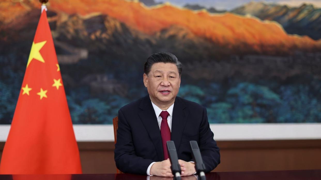 Chinas Präsident Xi Jinping hält bei der Eröffnungszeremonie der Jahreskonferenz des Boao Forum for Asia (BFA) eine Rede.