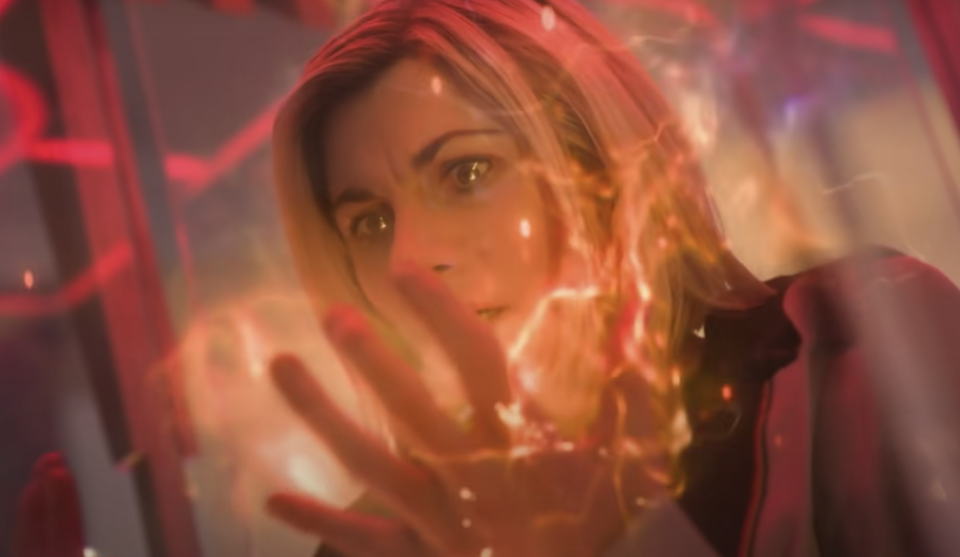 Jodie Whittaker's Doctor begins the regeneration process in the trailer for The Power of the Doctor. (BBC)