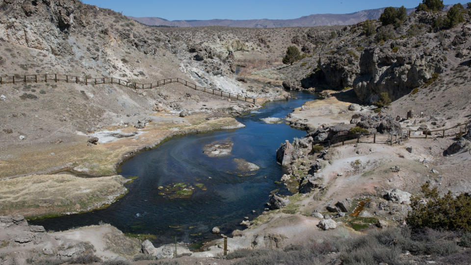 Snow along Hot Creek has melted