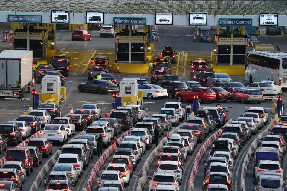 Traffic queues for ferries at the Port of Dover in Kent (PA Wire)