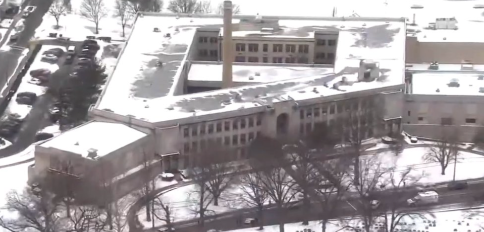 Aerial view of Oliver Citywide Academy in Pittsburgh, Pennsylvania. One student was shot in a school van just outside of the school on Wednesday, January 19, 2022, placing the school on lockdown. / Credit: KDKA