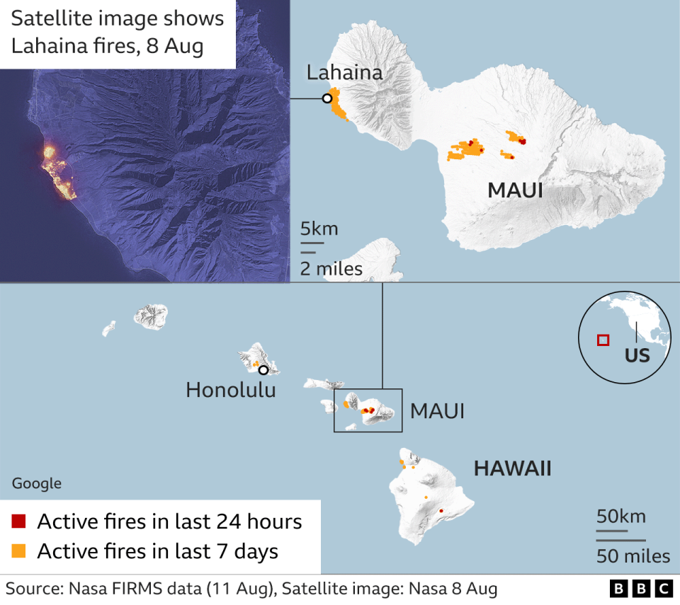 Hawaii fire Maps and images reveal Maui devastation Press